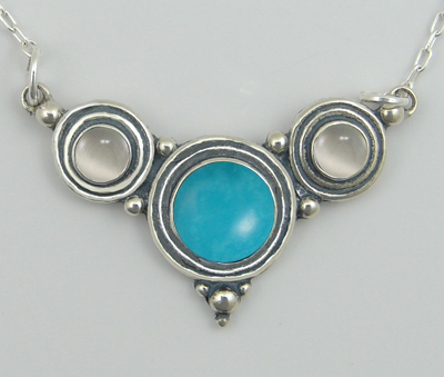 Sterling Silver Gemstone Necklace With Turquoise